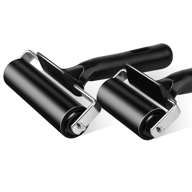 Alt view image 4 of 6 - 2Pcs Rubber Roller Brayer Rollers Hard Rubber 4 and 2.2 Inch for Printmaking (Black) by HRLORKC