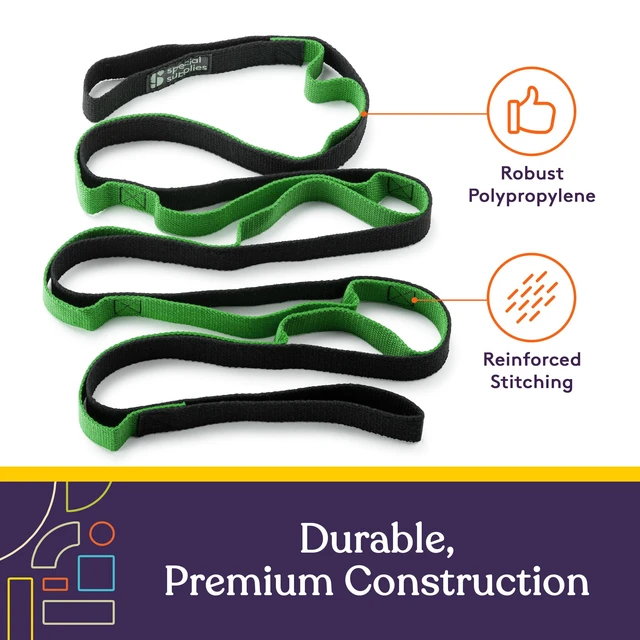 Alt view image 5 of 6 - SPECIAL SUPPLIES Yoga Strap for Stretching, Stability Training, Fitness, Flexibility, Physical Therapy, Home Workout Equipment, Strength Training, and Pilates (Green)