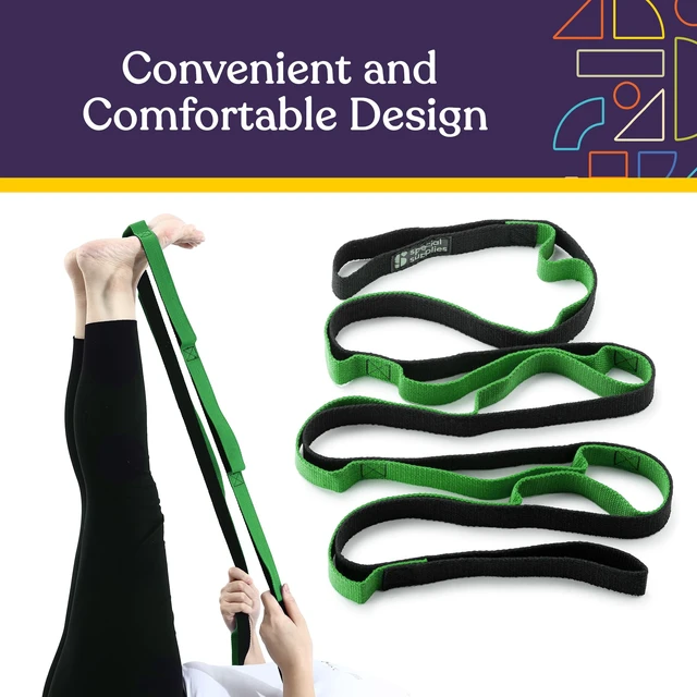 Alt view image 3 of 6 - SPECIAL SUPPLIES Yoga Strap for Stretching, Stability Training, Fitness, Flexibility, Physical Therapy, Home Workout Equipment, Strength Training, and Pilates (Green)