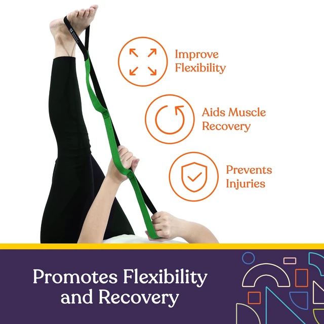 Alt view image 4 of 6 - SPECIAL SUPPLIES Yoga Strap for Stretching, Stability Training, Fitness, Flexibility, Physical Therapy, Home Workout Equipment, Strength Training, and Pilates (Green)