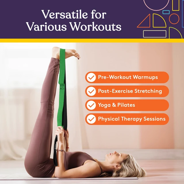 Alt view image 2 of 6 - SPECIAL SUPPLIES Yoga Strap for Stretching, Stability Training, Fitness, Flexibility, Physical Therapy, Home Workout Equipment, Strength Training, and Pilates (Green)