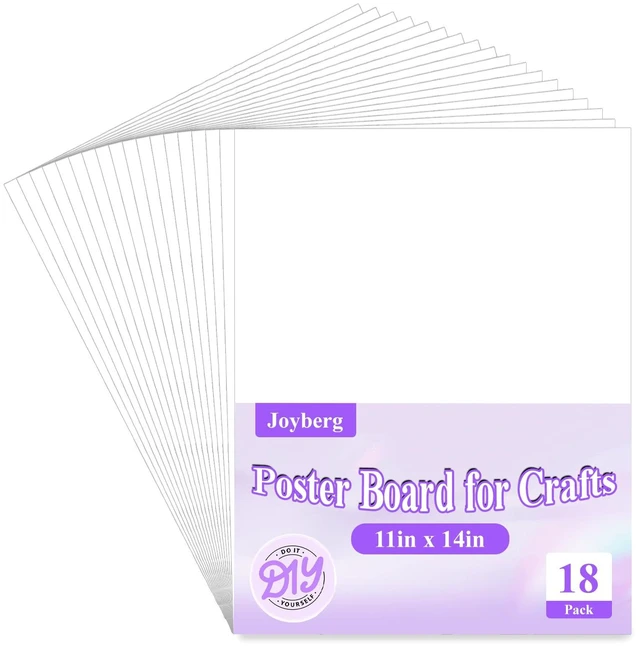 Main image of Joyberg 18Pack Poster Board, 11in x 14in White Poster Boards, Posterboard, Poster Board Paper for Crafts, DIY, Drawing