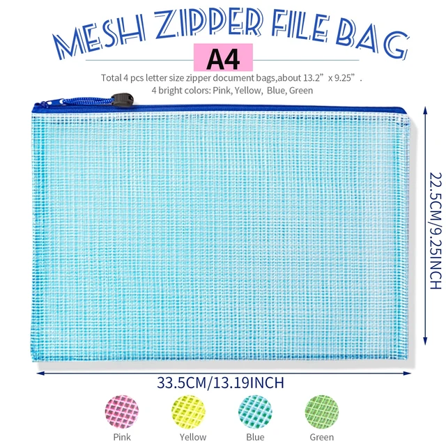 Alt view image 2 of 7 - LEOBRO Mesh Zipper Pouch Bags, 13.2"x 9.2" Zipper Pouch, 4 pcs Mesh Bags, Storage Bags Pouch for Organization Toy Puzzles Board Game Travel, File Jackets & File Pockets