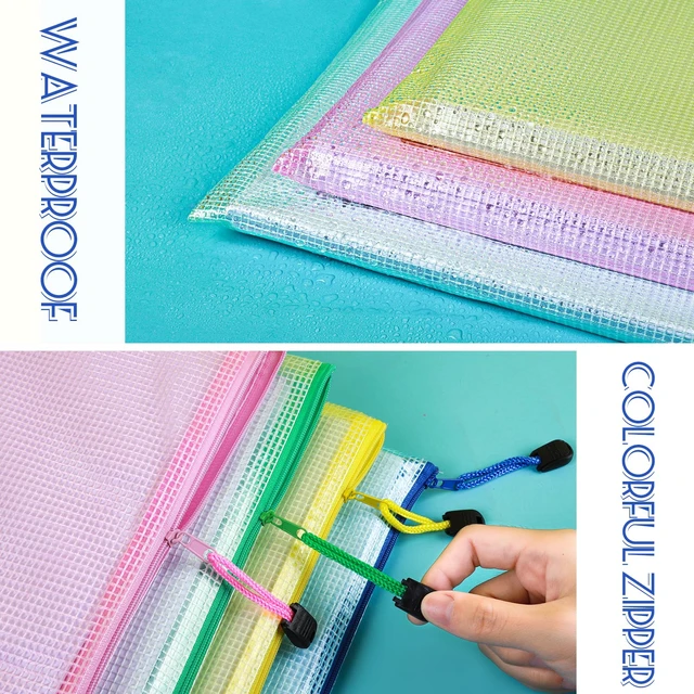 Alt view image 4 of 7 - LEOBRO Mesh Zipper Pouch Bags, 13.2"x 9.2" Zipper Pouch, 4 pcs Mesh Bags, Storage Bags Pouch for Organization Toy Puzzles Board Game Travel, File Jackets & File Pockets