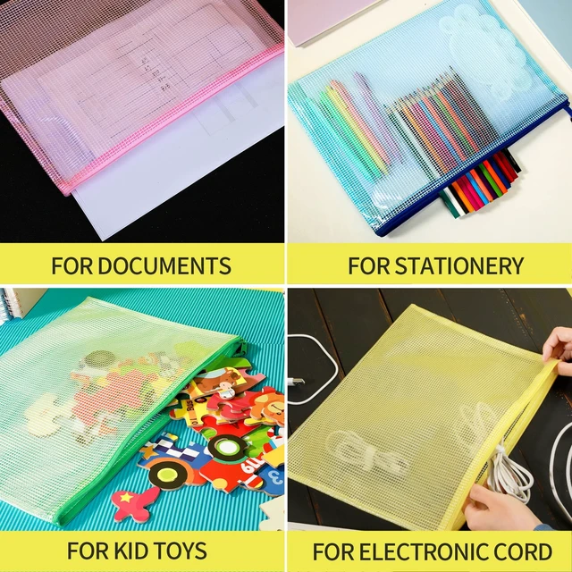 Alt view image 5 of 7 - LEOBRO Mesh Zipper Pouch Bags, 13.2"x 9.2" Zipper Pouch, 4 pcs Mesh Bags, Storage Bags Pouch for Organization Toy Puzzles Board Game Travel, File Jackets & File Pockets