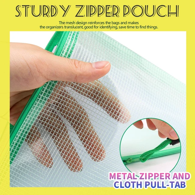 Alt view image 7 of 7 - LEOBRO Mesh Zipper Pouch Bags, 13.2"x 9.2" Zipper Pouch, 4 pcs Mesh Bags, Storage Bags Pouch for Organization Toy Puzzles Board Game Travel, File Jackets & File Pockets