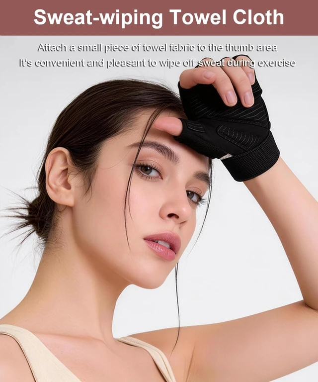 Alt view image 6 of 7 - SUJAYU Workout Gloves Gym for Men Woman, Anti-Slip Fingerless Pull Up Gloves Gym Gloves for Women Weight Lifting, Adjustable Wristband Workout Gloves Womens Weight Lifting Gloves for Men