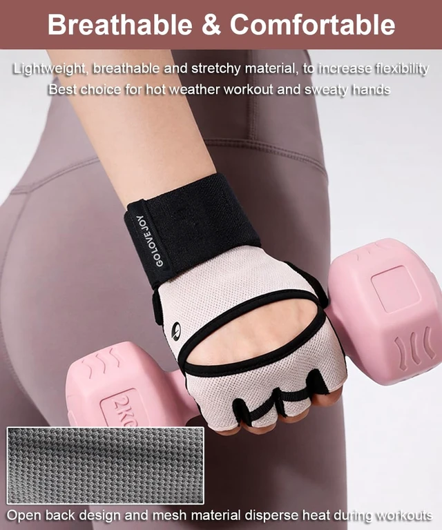 Alt view image 2 of 7 - SUJAYU Workout Gloves Gym for Men Woman, Anti-Slip Fingerless Pull Up Gloves Gym Gloves for Women Weight Lifting, Adjustable Wristband Workout Gloves Womens Weight Lifting Gloves for Men