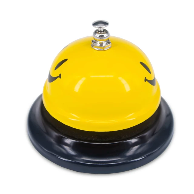 Alt view image 5 of 6 - 1 Pack Call Bell, Desk Service Bell, 3.35 Inch Diameter Metal Bell for Hotels, Schools, Pet Dog Training(Yellow, Smile)
