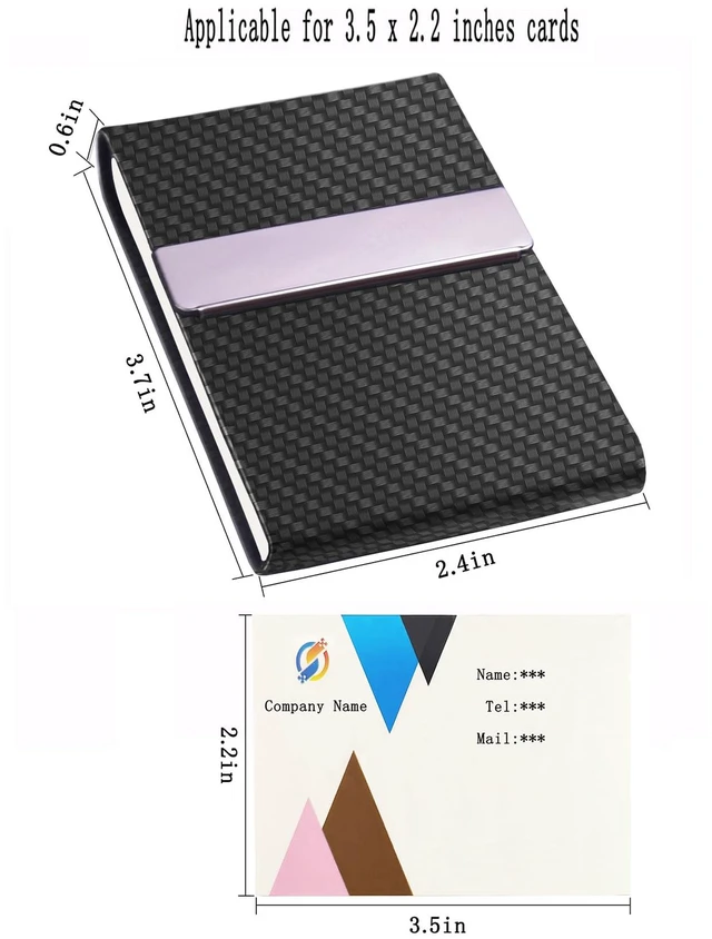 Alt view image 6 of 6 - Business Card Holder PU Leather&Metal Business Card Case,Black1