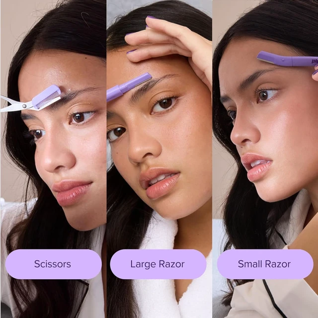 Alt view image 7 of 7 - Plum Beauty Eyebrow Shaping Set 2 Razors & Trimming Scissor with Brush