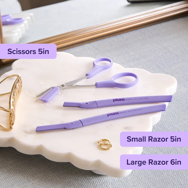 Alt view image 4 of 7 - Plum Beauty Eyebrow Shaping Set 2 Razors & Trimming Scissor with Brush