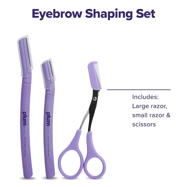 Alt view image 3 of 7 - Plum Beauty Eyebrow Shaping Set 2 Razors & Trimming Scissor with Brush