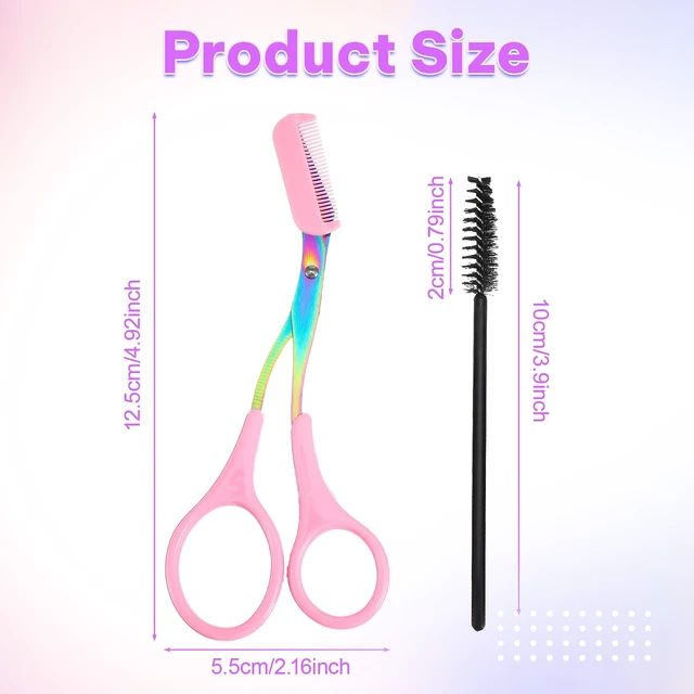 Alt view image 7 of 7 - Eyebrow Scissors with Comb and Brush Non Slip Eyebrow Trimmer Scissor for Women Men 2 in 1 Professional Eyebrows Trimmer (Pink)