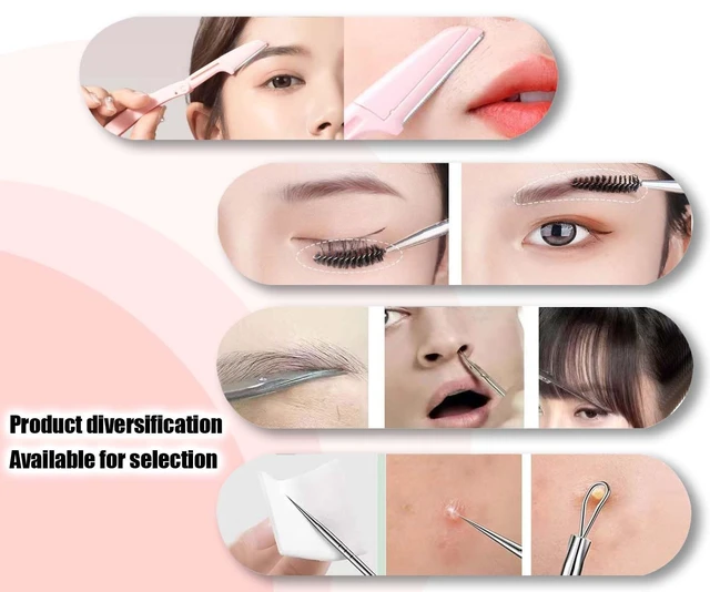Alt view image 4 of 6 - Tweezers for Women Facial Hair Eyebrow Kit Tweezer Set Black