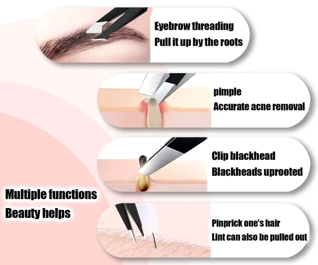 Alt view image 5 of 6 - Tweezers for Women Facial Hair Eyebrow Kit Tweezer Set Black
