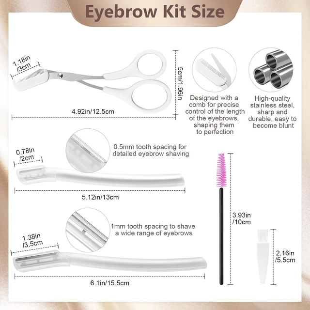 Alt view image 6 of 7 - Eyebrow Trimmer Kit, 5-in-1: Scissors, Razor, Spoolie, Cleaning Brush