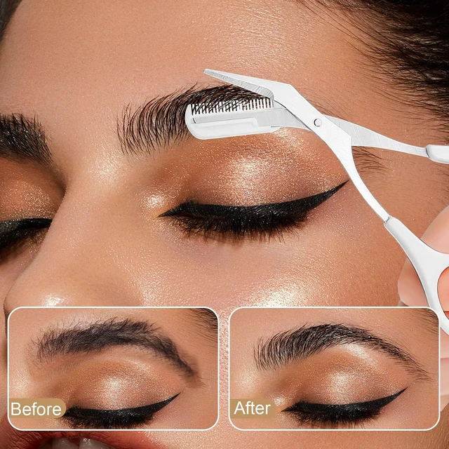 Alt view image 2 of 7 - Eyebrow Trimmer Kit, 5-in-1: Scissors, Razor, Spoolie, Cleaning Brush