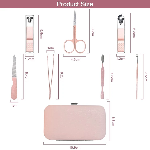 Alt view image 7 of 7 - WOXVM Premium Manicure Set, 7 in 1 Professional Nail Clippers Scissors Pedicure Kit, Stainless Steel Cuticle Nail Care Tools with Luxurious Travel Case, Portable Manicure Grooming Kit Gift for Women