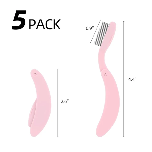 Alt view image 7 of 7 - 5 Pack Folding Eyelash Comb, Eyelash Separator Tool Eyebrow Comb Metal Teeth Professional Tool for Lash Brow, Pink
