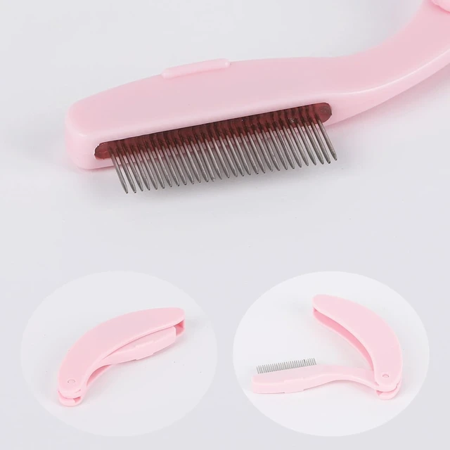 Alt view image 5 of 7 - 5 Pack Folding Eyelash Comb, Eyelash Separator Tool Eyebrow Comb Metal Teeth Professional Tool for Lash Brow, Pink