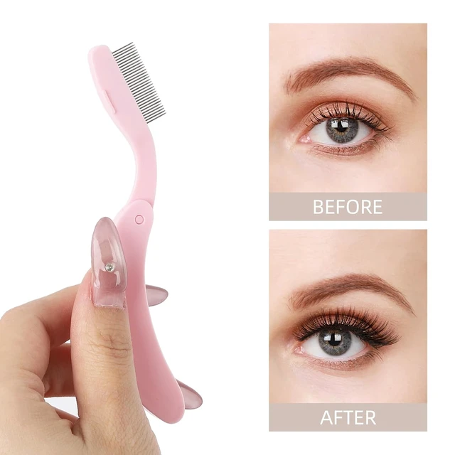 Alt view image 3 of 7 - 5 Pack Folding Eyelash Comb, Eyelash Separator Tool Eyebrow Comb Metal Teeth Professional Tool for Lash Brow, Pink