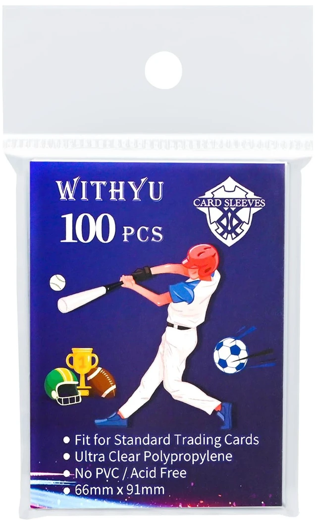 Alt view image 7 of 7 - 100 Pcs Soft Trading Card Sleeves, Top Loading Sleeves for Standard Cards 2.5" X 3.5",Ultra-Clear Card Protector for Baseball Cards