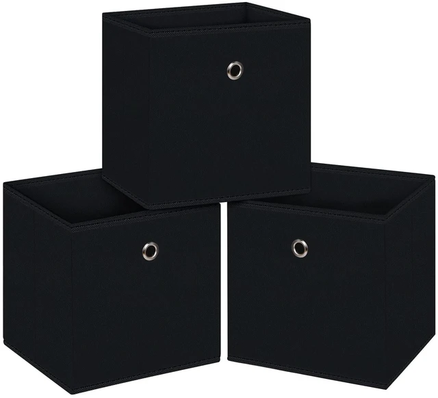 Main image of Black Foldable Storage Cubes Bins ,11 Inch Cloth Storage Cube Fabric Storage Box Cubes Organizer Baskets with Handles for Home Organizer Set of 3 (Black)
