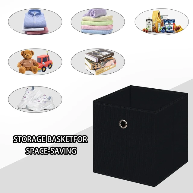 Alt view image 3 of 6 - Black Foldable Storage Cubes Bins ,11 Inch Cloth Storage Cube Fabric Storage Box Cubes Organizer Baskets with Handles for Home Organizer Set of 3 (Black)