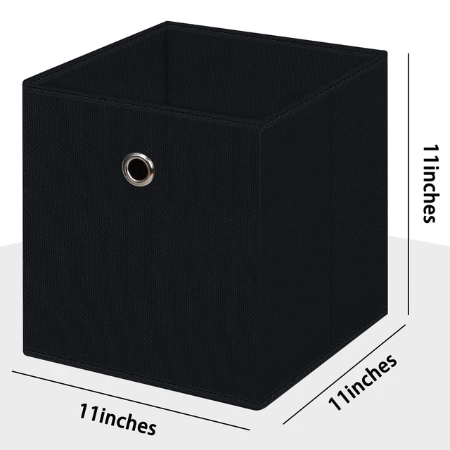 Alt view image 6 of 6 - Black Foldable Storage Cubes Bins ,11 Inch Cloth Storage Cube Fabric Storage Box Cubes Organizer Baskets with Handles for Home Organizer Set of 3 (Black)