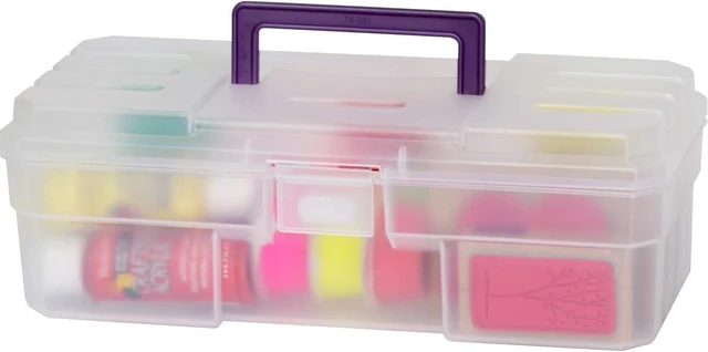 Main image of Akro-Mils 12-Inch ProBox Plastic Art Supply, Hobby or Craft Storage Toolbox, Model 09912CLPUR, (12" x 5-1/2" x 4"), Clear
