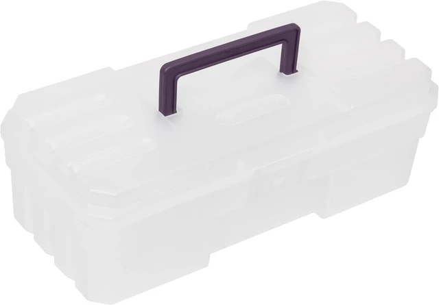 Alt view image 3 of 6 - Akro-Mils 12-Inch ProBox Plastic Art Supply, Hobby or Craft Storage Toolbox, Model 09912CLPUR, (12" x 5-1/2" x 4"), Clear
