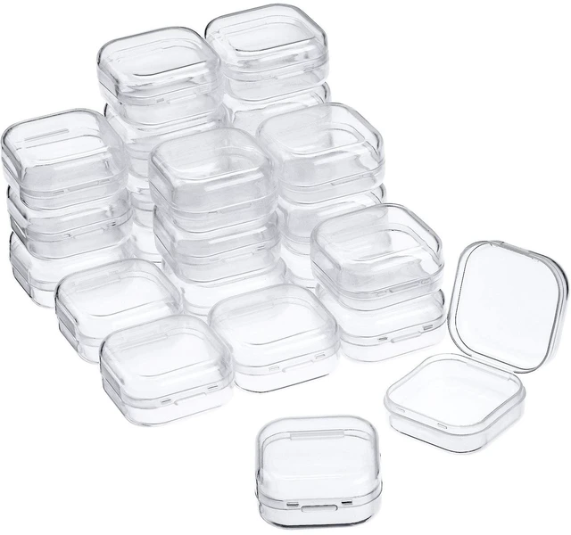 Main image of SATINIOR 24 Pcs Small Clear Plastic Container Box, 1.4 x 1.4 x 0.7 in