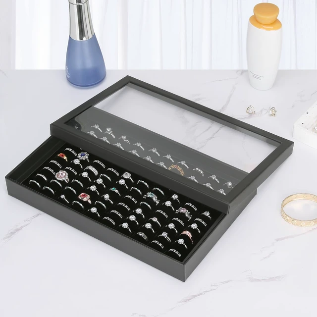 Alt view image 4 of 7 - KUKUVR 100 Slots Ring Earring Holder Display Case (Black)