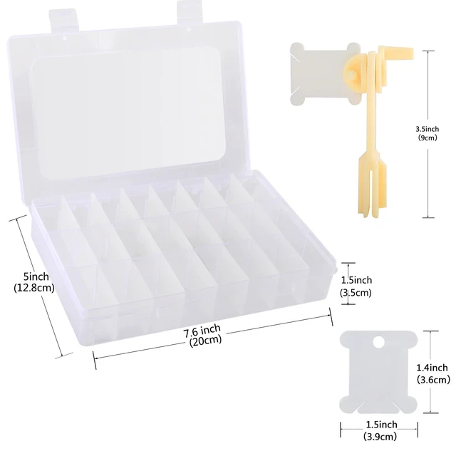 Alt view image 4 of 6 - Embroidery Floss Organizer, Cross Stitch Thread Storage Box Tools - Bobbin Winder, 1 Removable 24 Compartments with 40 Hard Plastic Floss Bobbins and Stickers for Craft DIY Embroidery Sewing Storage