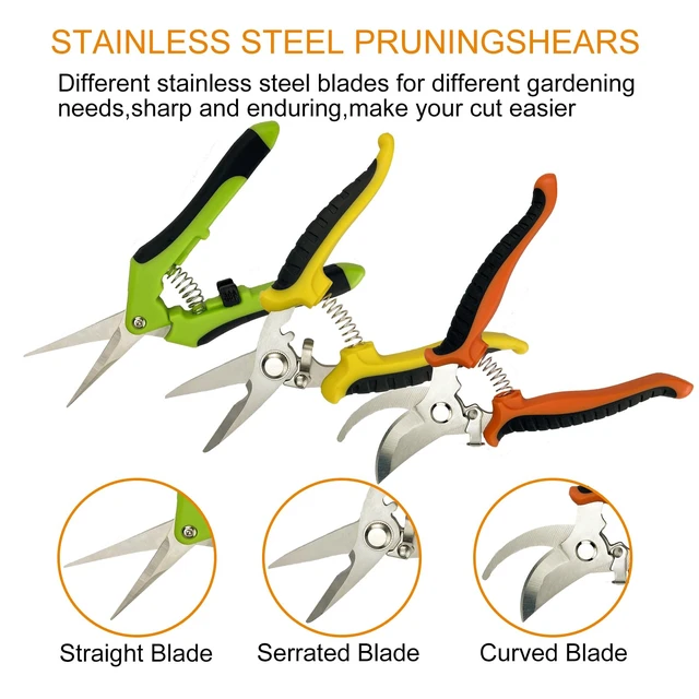 Alt view image 4 of 6 - Pruning Shears, 4 Pack Garden Shears with Gardening gloves, Clippers Handheld, Stainless Steel Garden Snips, Lengnoyp Pruners for Gardening