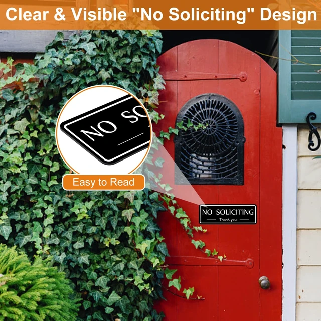 Alt view image 2 of 6 - MOWPOG 2 Pack No Soliciting Sign Sticker for House Front Door, Black/White