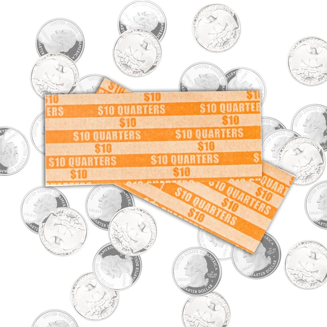 Alt view image 3 of 6 - LLIKED 105 PCS Striped Flat Coin Wrappers Quarters Rolls, Orange