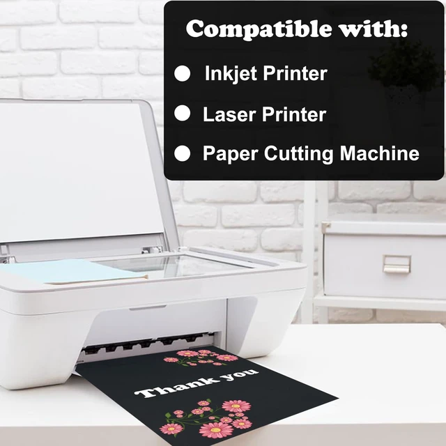 Alt view image 5 of 6 - 25 Sheets Black Cardstock Paper 8.5 x 11 inches, 250 GSM/92 lb Thick Card Stock Paper for DIY Cards, Printer Cardstock Scrapbook Cardboard Papers for Crafts