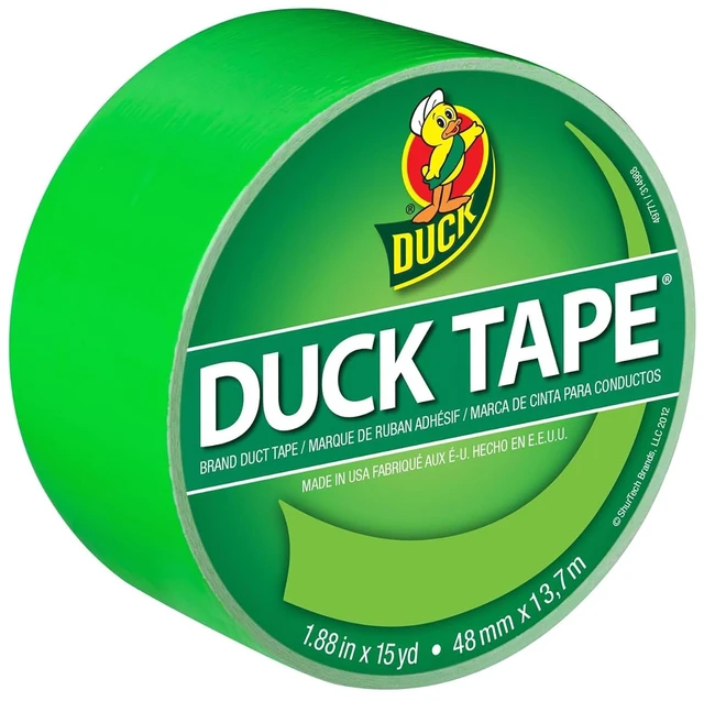 Main image of Duck 1265018 Color Duct Tape Neon Lime Green, 1.88 Inches x 15 Yards, Single Ro