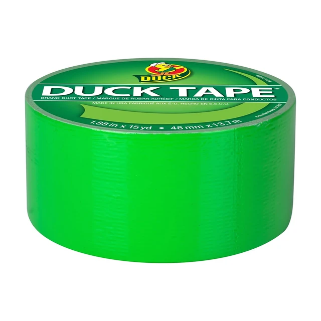Alt view image 3 of 6 - Duck 1265018 Color Duct Tape Neon Lime Green, 1.88 Inches x 15 Yards, Single Ro
