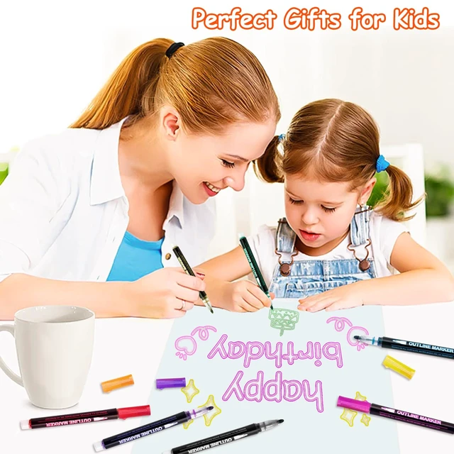 Alt view image 2 of 6 - Stocking Stuffers for Teens Girls Boys Kids 12 Shimmer Markers Outline Pens