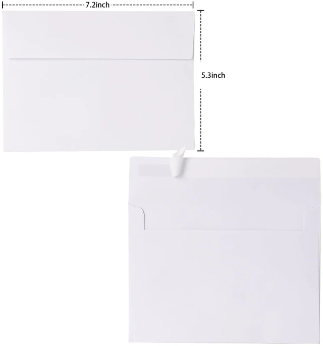 Alt view image 4 of 6 - Janvale 5x7 Envelopes 50 Pack, A7 White Envelopes for Invitations, 5 1/4 x 7 1/4 Large for Weddings, Invitations, Greeting Cards, Postcards, Photos, Mailing, Quick Self Seal.