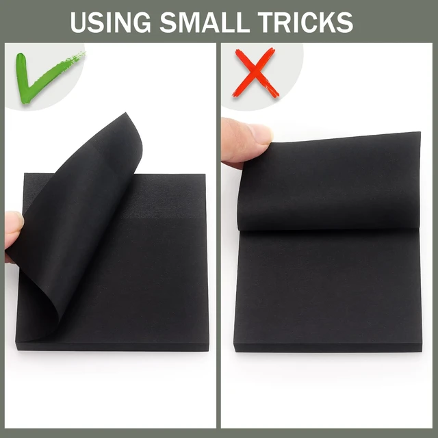 Alt view image 2 of 7 - Sticky Notes 3x3 inch, Self-Adhesive, 4 Pads, 90 Sheets/Pad (Black)
