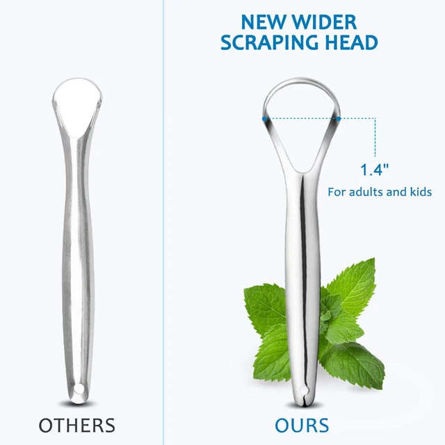 Alt view image 7 of 7 - Cafhelp 2-Pack Tongue Scraper, 100% 304 Surgical Stainless Steel Tongue Cleaner for Both Adults and Kids, Professional Reduce Bad Breath Metal Tongue Scrapers, Help Your Oral Hygiene (with 2 cases)