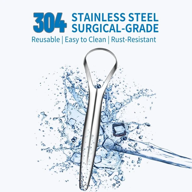 Alt view image 6 of 7 - Cafhelp 2-Pack Tongue Scraper, 100% 304 Surgical Stainless Steel Tongue Cleaner for Both Adults and Kids, Professional Reduce Bad Breath Metal Tongue Scrapers, Help Your Oral Hygiene (with 2 cases)
