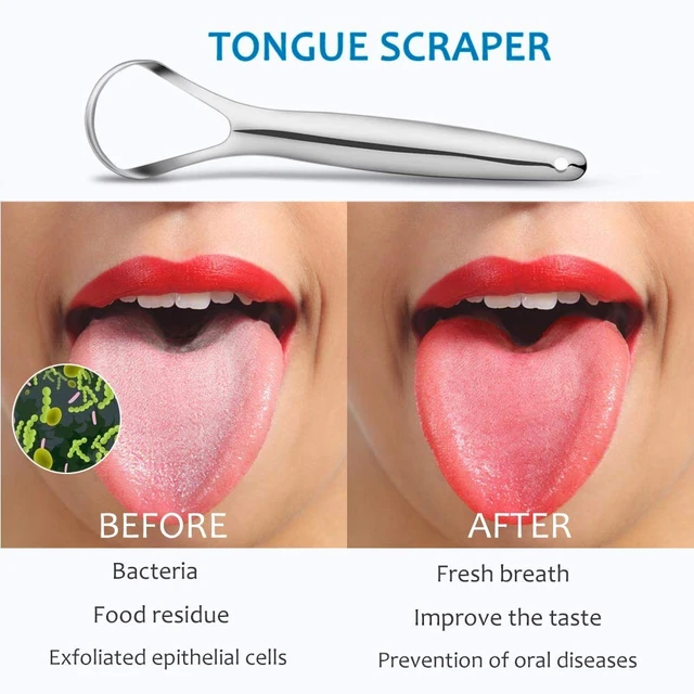 Alt view image 3 of 7 - Cafhelp 2-Pack Tongue Scraper, 100% 304 Surgical Stainless Steel Tongue Cleaner for Both Adults and Kids, Professional Reduce Bad Breath Metal Tongue Scrapers, Help Your Oral Hygiene (with 2 cases)