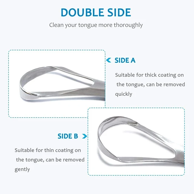 Alt view image 2 of 7 - Cafhelp 2-Pack Tongue Scraper, 100% 304 Surgical Stainless Steel Tongue Cleaner for Both Adults and Kids, Professional Reduce Bad Breath Metal Tongue Scrapers, Help Your Oral Hygiene (with 2 cases)