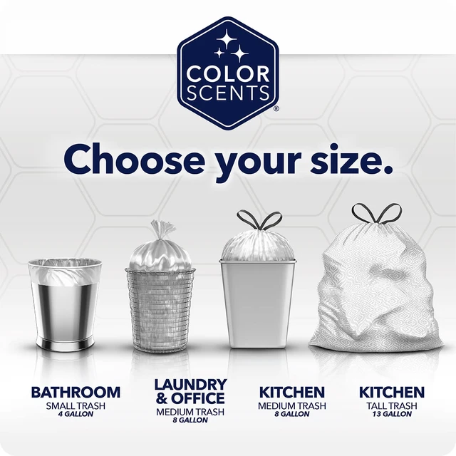 Alt view image 5 of 6 - Color Scents 13 Gallon Kitchen Trash Bags Drawstring 20 Count Simply Clean