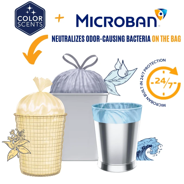 Alt view image 6 of 6 - Color Scents 13 Gallon Kitchen Trash Bags Drawstring 20 Count Simply Clean